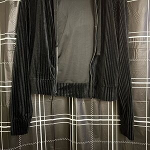 Black Velvet Zip-Up Jacket